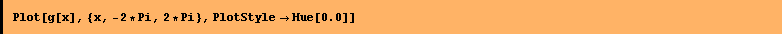 Plot[g[x], {x, -2 * Pi, 2 * Pi}, PlotStyle -> Hue[0.0]]