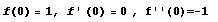 Cell[TextData[{Cell[BoxData[f(0) = 1, f ' (0) = 0 ]], , f''(0)=-1 }]]